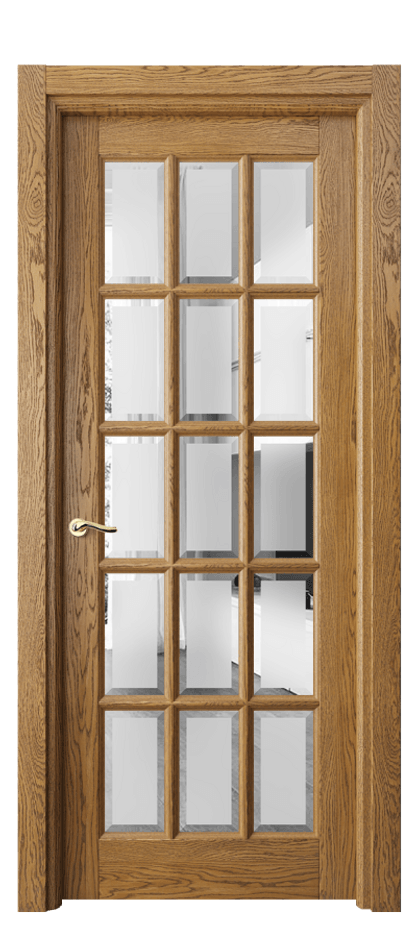 Межкомнатная дверь Лигнум 0708 Дуб медовый брашированный Сатинированное стекло с фацетом Цена 176999 ₽ | Volhovec
