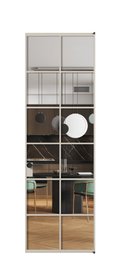 Алюминиевая дверь АЛПЛ040.05 Алюминий светло-бежевый Прозрачное стекло "Кристал Вижн", калёное Цена 134930  | Volhovec