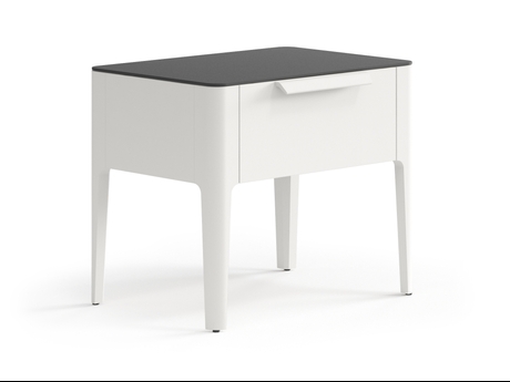 Мебель Тумба прикроватная Пьега 1 ящик. Цвет Матовый тёплый серый. Материал Гладкая эмаль. Коллекция Тумба прикроватная Пьега 1 ящик. Картинка.