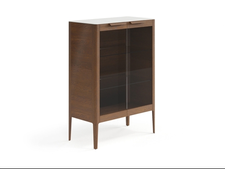 Мебель Витрина Пьега. Цвет Дуб каштановый матовый. Материал Массив дуба матовый. Коллекция Витрина Пьега. Картинка.