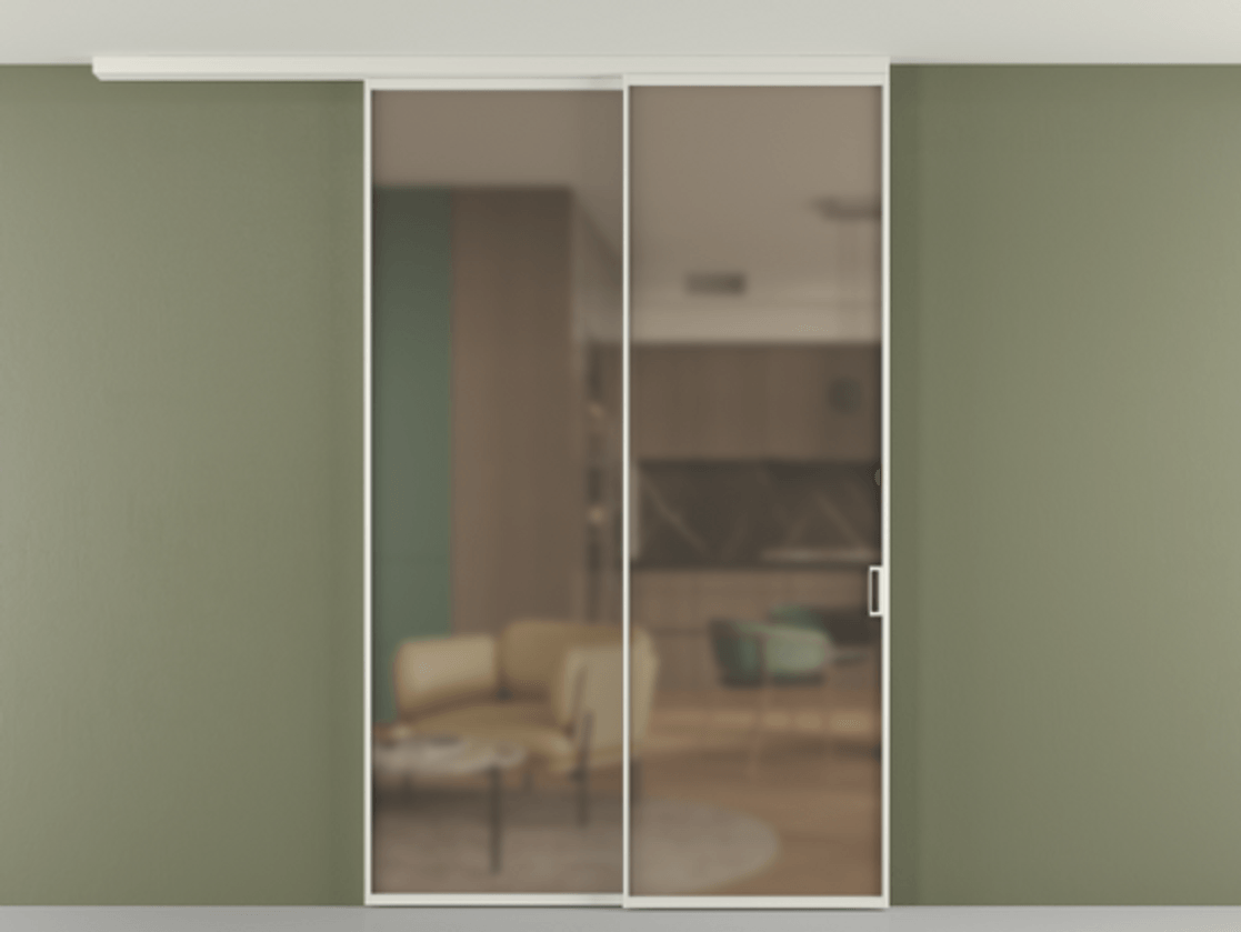 Перегородка Формато вдоль стены на потолок 2 створки с синхронным механизмом АЛПР 040.01 Алюминий Белый Сатинированное бронзовое стекло, триплекс. Скрытый короб БЕЛ Цена 255488 ₽ 1. Полотно 2 шт. (800/2100 мм)
2. Комплект установки раздвижной системы
3. Базовый комплект фурнитуры
4.Ручка Рондо. Фабрика дверей Волховец 8 (800) 551 43 19 Перегородка Формато вдоль стены на потолок 2 створки с синхронным механизмом АЛПР 040.01 Алюминий Белый Сатинированное бронзовое стекло, триплекс Цена 255488 ₽ | Volhovec