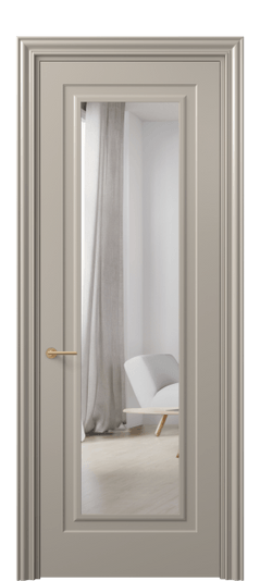 Дверь межкомнатная 8403 МБСК Зеркало с одной стороны. Цвет Матовый бисквитный. Материал Гладкая эмаль. Коллекция Маскот. Картинка.