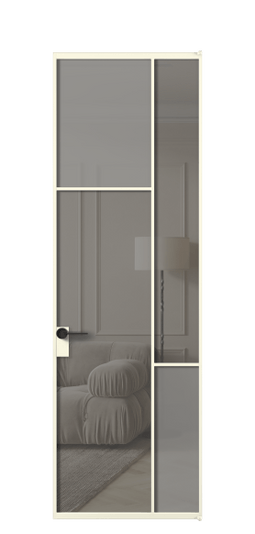 Межкомнатная дверь АЛПЛ041.10 АМБ Серый сатин матовое + Серый прозрачное. Цвет Алюминий молочно-белый. Материал Алюминий в эмали. Коллекция Мозаик. Фото. Дверь межкомнатная АЛПЛ041.10 АМБ Серый сатин матовое + Серый прозрачное. Цвет Алюминий молочно-белый. Материал Алюминий в эмали. Коллекция Мозаик. Картинка.