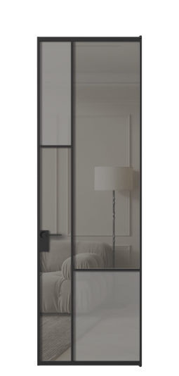 Межкомнатная дверь АЛПЛ041.13 ЧРН Серый сатин матовое + Серый прозрачное. Цвет Алюминий Черный. Материал Алюминий. Коллекция Мозаик. Фото. Дверь межкомнатная АЛПЛ041.13 ЧРН Серый сатин матовое + Серый прозрачное. Цвет Алюминий Черный. Материал Алюминий. Коллекция Мозаик. Картинка.