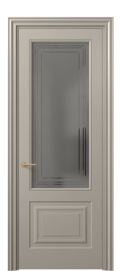 Дверь межкомнатная 8452 МБСК Серый сатин с гравировкой. Цвет Матовый бисквитный. Материал Гладкая эмаль. Коллекция Маскот. Картинка.
