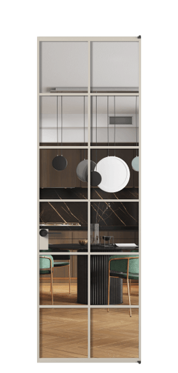 Дверь межкомнатная АЛПЛ040.05 Crystalvision АСБЖ. Цвет Алюминий светло-бежевый. Материал Алюминий в эмали. Коллекция Формато. Картинка.