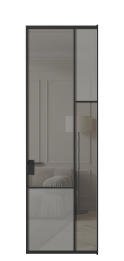 Межкомнатная дверь АЛПЛ041.12 ЧРН Серый сатин матовое + Серый прозрачное. Цвет Алюминий Черный. Материал Алюминий. Коллекция Мозаик. Фото. Дверь межкомнатная АЛПЛ041.12 ЧРН Серый сатин матовое + Серый прозрачное. Цвет Алюминий Черный. Материал Алюминий. Коллекция Мозаик. Картинка.