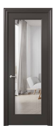 Межкомнатная дверь 8400 МАН Двустороннее зеркало с гравировкой. Цвет Матовый антрацит. Материал Гладкая эмаль. Коллекция Маскот. Фото. Дверь межкомнатная 8400 МАН Двустороннее зеркало с гравировкой. Цвет Матовый антрацит. Материал Гладкая эмаль. Коллекция Маскот. Картинка.