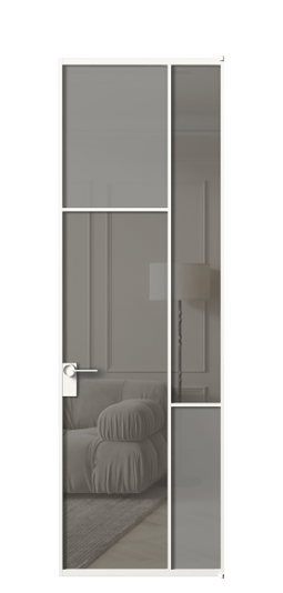 Межкомнатная дверь АЛПЛ041.10 БЕЛ Серый сатин матовое + Серый прозрачное. Цвет Алюминий Белый. Материал Алюминий. Коллекция Мозаик. Фото. Дверь межкомнатная АЛПЛ041.10 БЕЛ Серый сатин матовое + Серый прозрачное. Цвет Алюминий Белый. Материал Алюминий. Коллекция Мозаик. Картинка.