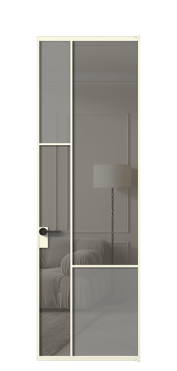 Межкомнатная дверь АЛПЛ041.13 АМБ сатин матовое + Серый прозрачное. Цвет Алюминий молочно-белый. Материал Алюминий в эмали. Коллекция Мозаик. Фото. Дверь межкомнатная АЛПЛ041.13 АМБ сатин матовое + Серый прозрачное. Цвет Алюминий молочно-белый. Материал Алюминий в эмали. Коллекция Мозаик. Картинка.