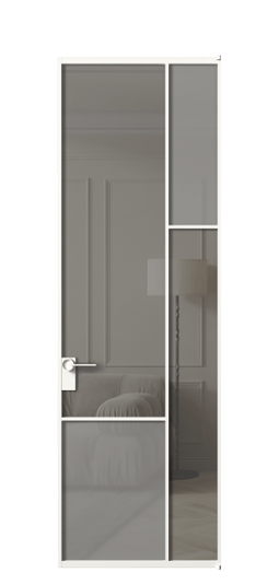 Межкомнатная дверь АЛПЛ041.12 БЕЛ Серый сатин матовое + Серый прозрачное. Цвет Алюминий Белый. Материал Алюминий. Коллекция Мозаик. Фото. Дверь межкомнатная АЛПЛ041.12 БЕЛ Серый сатин матовое + Серый прозрачное. Цвет Алюминий Белый. Материал Алюминий. Коллекция Мозаик. Картинка.