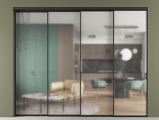 Перегородка Формато внутри проёма 4 створки с синхронным механизмом