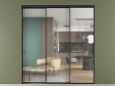 Перегородка Формато внутри проёма 3 створки с синхронным механизмом